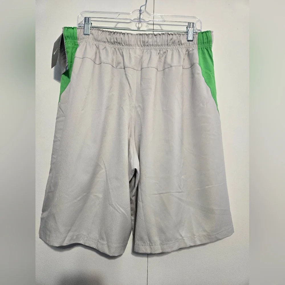 Nike Men's Dri-Fit Stay Cool Gray Athletic‎ Shorts with Green Accents Size XL